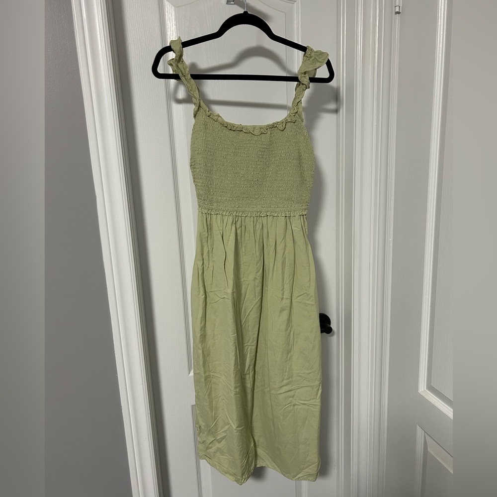 Wilfred Light Green Ruffle Strap Dress
